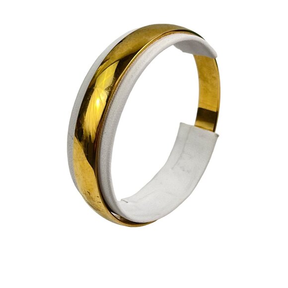 Crown Trifari Elegant Gold Plated Bangle Bracelet - Unisex Classic Design - Picture 3 of 9
